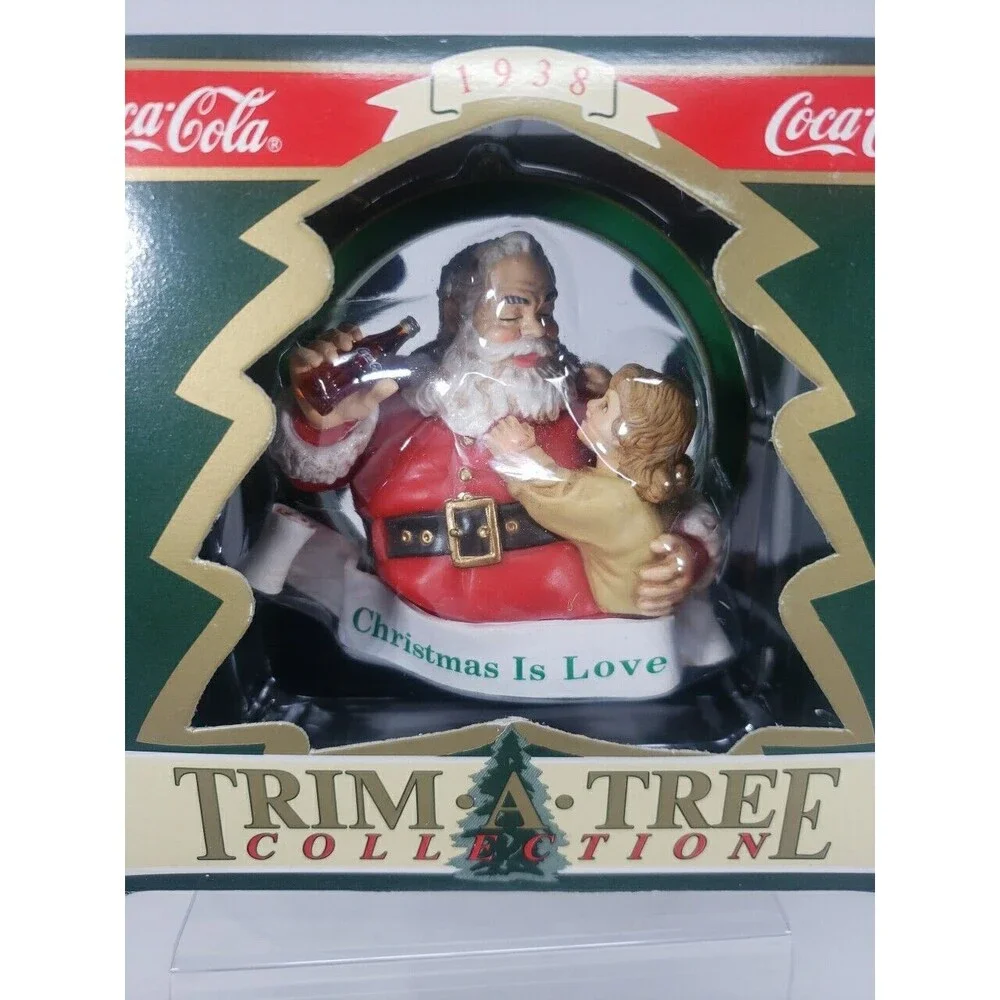 Coca-Cola Trim A Tree Collection 1938 Santa with Girl Christmas Ornament 1990